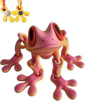 3D Printed Articulated Frog Magnet, Movable Joint Fridge Decor,Pink | Powerful magnetic grip for fridge, locker & car, eco-friendly PLA, poseable joints for home, kitchen and office decor 3D Printed Articulated Frog Magnet, Movable Joint Fridge Decor,Pink | Powerful magnetic grip for fridge, locker & car, eco-friendly PLA, poseable joints for home, kitchen and office decor