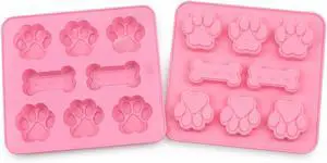 Set of Two Dog Paw Print Silicone Mold for Homemade Dog Treats for Baking Chocolate Candy, Oven Microwave Freezer Safe (Bone & Paw Print) Set of Two Dog Paw Print Silicone Mold for Homemade Dog Treats for Baking Chocolate Candy, Oven Microwave Freezer Safe (Bone & Paw Print)