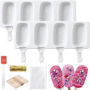 Juome Cake Pop Mold Kit, Cakesicle Molds Silicone with Wooden Sticks & Bags | 2 Pack 8 Cavities Cake Pop Maker Supplies Accessories, Baking Tools for Home Baking Desserts Parties, Food-Grade Silicone Juome Cake Pop Mold Kit, Cakesicle Molds Silicone with Wooden Sticks & Bags | 2 Pack 8 Cavities Cake Pop Maker Supplies Accessories, Baking Tools for Home Baking Desserts Parties, Food-Grade Silicone