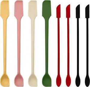 8PCS Silicone Spatulas Set Reusable Stirrer Dual Sided Jar Scraper Mini Makeup Scrapers Small Stirring Spoon for Scooping Jam Condiments Honey 8PCS Silicone Spatulas Set Reusable Stirrer Dual Sided Jar Scraper Mini Makeup Scrapers Small Stirring Spoon for Scooping Jam Condiments Honey