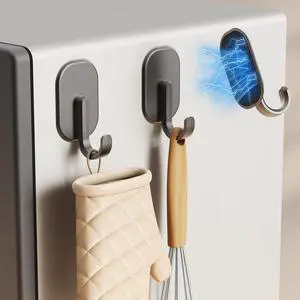 3-Pack Magnetic Hooks - No Drill Space Saving Hooks for Kitchen, Bathroom & Office, Heavy Duty Black Refrigerator Hooks for Towels & Keys 3-Pack Magnetic Hooks - No Drill Space Saving Hooks for Kitchen, Bathroom & Office, Heavy Duty Black Refrigerator Hooks for Towels & Keys