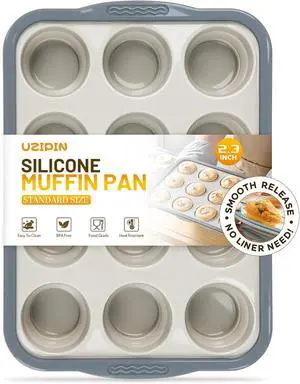 Silicone Muffin Pan, 12 Cups Non-Stick Cupcake Pan, Food-Grade BPA-Free Muffin Tin, Oven-Safe 450 °F, Reinforced Steel Frame, Easy-Grab Handles, Quick-Release 2.3" Baking Molds for Mini Treats Silicone Muffin Pan, 12 Cups Non-Stick Cupcake Pan, Food-Grade BPA-Free Muffin Tin, Oven-Safe 450 °F, Reinforced Steel Frame, Easy-Grab Handles, Quick-Release 2.3" Baking Molds for Mini Treats