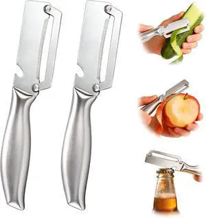 Multifunctional Vegetable Peeler for Peeling Potato Carrot(2 Pack) | 2 in 1 Full Stainless Steel Peeler Knife | Bottle Opener Function | Fruit Cucumber Slicer Multifunctional Vegetable Peeler for Peeling Potato Carrot(2 Pack) | 2 in 1 Full Stainless Steel Peeler Knife | Bottle Opener Function | Fruit Cucumber Slicer