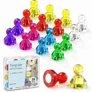 MAX Push Pin Magnets - Tiergrade 16 Pack 7 Assorted Color Strong Magnets,Use at Kitchen Home Office and School Classroom, for Refrigerator Dry Erase Board and Whiteboard. MAX Push Pin Magnets - Tiergrade 16 Pack 7 Assorted Color Strong Magnets,Use at Kitchen Home Office and School Classroom, for Refrigerator Dry Erase Board and Whiteboard.
