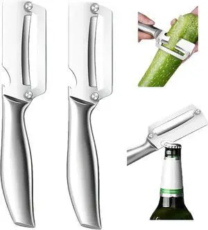 Stainless Steel Vegetable Fruit Peeler with Bottle Opener - Multifunctional Vegetable Peeler for Kitchen - Bladed Food Peeler Stainless Steel Vegetable Fruit Peeler with Bottle Opener - Multifunctional Vegetable Peeler for Kitchen - Bladed Food Peeler
