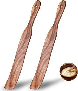 2 Pcs Solid Wood Spurtles, Thin Acacia Wood Stirrer for Sourdough Starter Jar Bottom, Long Handle Non-Scratch Heat Resistant Baking Utensils, Gift for Bakers 2 Pcs Solid Wood Spurtles, Thin Acacia Wood Stirrer for Sourdough Starter Jar Bottom, Long Handle Non-Scratch Heat Resistant Baking Utensils, Gift for Bakers