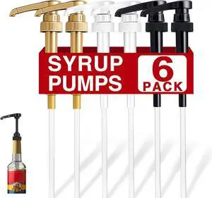 6 Pack Leak Proof Coffee Syrup Pump Dispenser for 750ml Bottles | Fits 25.4 Oz Flavoring Syrup Bottles, No Dripping, Great For Home & Coffee Bar Drinking Mixes,Tea,Beverage, Gold&Black&White 6 Pack Leak Proof Coffee Syrup Pump Dispenser for 750ml Bottles | Fits 25.4 Oz Flavoring Syrup Bottles, No Dripping, Great For Home & Coffee Bar Drinking Mixes,Tea,Beverage, Gold&Black&White