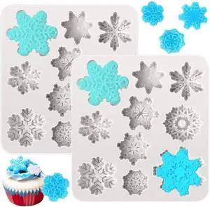 Snowflake Silicone Fondant Mold Baking Molds for Christmas Chocolate Dessert Candy Cake Decoration 2pcs Snowflake Silicone Fondant Mold Baking Molds for Christmas Chocolate Dessert Candy Cake Decoration 2pcs