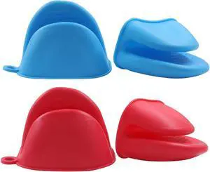4 PCS Heat Resistant Silicone Oven Mitts, Mini Silicone Gloves Cooking Pinch Mitts, Thickened Potholders for Kitchen Cooking & Baking(Blue, Red) 4 PCS Heat Resistant Silicone Oven Mitts, Mini Silicone Gloves Cooking Pinch Mitts, Thickened Potholders for Kitchen Cooking & Baking(Blue, Red)