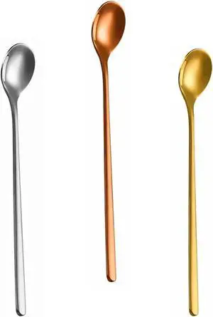 3 Color 6.7-Inch Coffee Spoon Set, Long Handle metal Stirring Spoons Teaspoon, Gold Silver Stainless Steel Small Teaspoons, for Cocktails, Iced Tea, Milkshakes, Smoothies, Ice Cream. 3 Color 6.7-Inch Coffee Spoon Set, Long Handle metal Stirring Spoons Teaspoon, Gold Silver Stainless Steel Small Teaspoons, for Cocktails, Iced Tea, Milkshakes, Smoothies, Ice Cream.