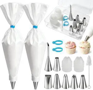 Reusable Piping Bags and Tip Set,16inch Pastry Bags,for Cake Decorating Kit and Home Baking,Frosting Piping Kit,15PCS,Cake Piping Kit, Easy to Clean Reusable Piping Bags and Tip Set,16inch Pastry Bags,for Cake Decorating Kit and Home Baking,Frosting Piping Kit,15PCS,Cake Piping Kit, Easy to Clean