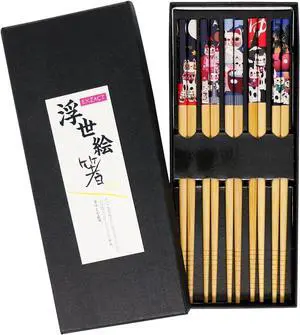 EXZACT Bamboo Chopsticks Gift Set 5 Pairs Handmade Box Lucky Cat | Natural Bamboo Tableware Gift Box for Sushi Ramen Rice Dumplings and Family Dining Home Japanese Style Fortune Cat EXZACT Bamboo Chopsticks Gift Set 5 Pairs Handmade Box Lucky Cat | Natural Bamboo Tableware Gift Box for Sushi Ramen Rice Dumplings and Family Dining Home Japanese Style Fortune Cat