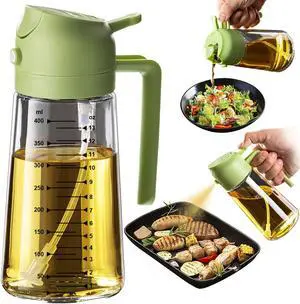 TrendPlain 16oz/470ml Glass Olive Oil Sprayer for Cooking 2 in 1 Olive Oil Dispenser Bottle for Kitchen Gadgets and Air Fryer Accessories, Salad, BBQ - Green TrendPlain 16oz/470ml Glass Olive Oil Sprayer for Cooking 2 in 1 Olive Oil Dispenser Bottle for Kitchen Gadgets and Air Fryer Accessories, Salad, BBQ - Green