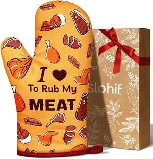 Slohif Funny Oven Mitt Heat Resistant for Women - 1 Pack Orange Cute Novelty Cool Kitchen Oven Mittens with 100% Cotton for Baking and Cooking Accessories (Meat) Slohif Funny Oven Mitt Heat Resistant for Women - 1 Pack Orange Cute Novelty Cool Kitchen Oven Mittens with 100% Cotton for Baking and Cooking Accessories (Meat)