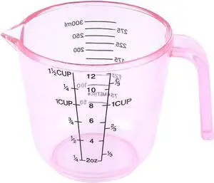 uxcell Plastic Kitchen Flour Sugar Milk Measurement Beaker Measuring Cup Mug 300ml Clear Pink uxcell Plastic Kitchen Flour Sugar Milk Measurement Beaker Measuring Cup Mug 300ml Clear Pink