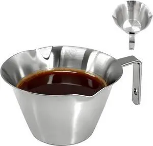 1 Pcs Stainless Steel Espresso Cups with Handle, V-Shaped Double Spout & Dual Scale, 3.4OZ/100ML Precision Measuring Shot Glasses (Silver) 1 Pcs Stainless Steel Espresso Cups with Handle, V-Shaped Double Spout & Dual Scale, 3.4OZ/100ML Precision Measuring Shot Glasses (Silver)
