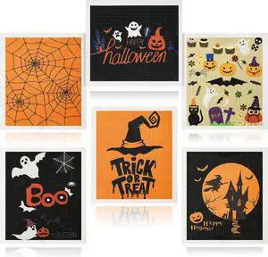Honeydak 6 Pcs Halloween Swedish Dish Towels Ghost Pumpkin Swedish Kitchen Towels Washable Reusable Halloween Dish Cloths Witch Absorbent Fast Drying Cleaning Cloth for Home Party Decor Honeydak 6 Pcs Halloween Swedish Dish Towels Ghost Pumpkin Swedish Kitchen Towels Washable Reusable Halloween Dish Cloths Witch Absorbent Fast Drying Cleaning Cloth for Home Party Decor