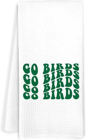 Kelly Green Go Birds Football Kitchen Towels, Football Lover Player Fan Gifts Decorative Hand Tea Towels for Bathroom, Sport Fan Gifts Dish Towel Dishcloth, 16x24 Inch Kelly Green Go Birds Football Kitchen Towels, Football Lover Player Fan Gifts Decorative Hand Tea Towels for Bathroom, Sport Fan Gifts Dish Towel Dishcloth, 16x24 Inch