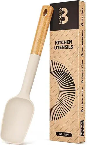 Badiano Silicone Spoon Spatula, Nonstick Rubber Spatula, Khaki | Heat Resistant, Sturdy Bpa-Free Matte Silicone, Wooden Handle, Great for Scraping Bowls and Scooping Batter Badiano Silicone Spoon Spatula, Nonstick Rubber Spatula, Khaki | Heat Resistant, Sturdy Bpa-Free Matte Silicone, Wooden Handle, Great for Scraping Bowls and Scooping Batter