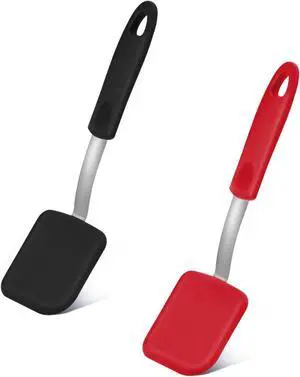 2pcs Small Silicone Spatula, Mini Silicone Spatula Turner Heat-Resistant Scratch Flipper Baking Utensil for Fish, Eggs, Pancakes, Wok (Black, Red) 2pcs Small Silicone Spatula, Mini Silicone Spatula Turner Heat-Resistant Scratch Flipper Baking Utensil for Fish, Eggs, Pancakes, Wok (Black, Red)