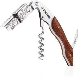 Wine Opener, Waiter Corkscrew Wine Key for Servers, Classic Rosewood | Stainless Steel, Wine Bottle Opener with Foil Cutter & Cap Remover for Home Use, Servers, Waiters Bartenders and Wine Lovers Wine Opener, Waiter Corkscrew Wine Key for Servers, Classic Rosewood | Stainless Steel, Wine Bottle Opener with Foil Cutter & Cap Remover for Home Use, Servers, Waiters Bartenders and Wine Lovers