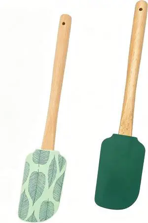 Silicone Spatula Set 2-Piece Wooden Handle Spatulas for Baking, Cooking & Mixing Non-Stick Kitchen Utensil Set(green) Silicone Spatula Set 2-Piece Wooden Handle Spatulas for Baking, Cooking & Mixing Non-Stick Kitchen Utensil Set(green)