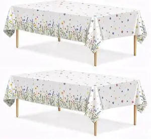 Spring Floral Party Tablecloth, 2 Pack Wildflower 54 x 108 Inch Tablecloth for Party Decorations, Butterfly Rectangular Table Cover, Disposable Plastic Table Cloth for Birthday and Celebration Event Spring Floral Party Tablecloth, 2 Pack Wildflower 54 x 108 Inch Tablecloth for Party Decorations, Butterfly Rectangular Table Cover, Disposable Plastic Table Cloth for Birthday and Celebration Event
