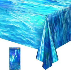 Hallswl 1Pcs 54 x 108 Inch Iridescent Ocean Waves Plastic Tablecloths | Disposable Blue Table Cloth Rectangle Table Covers for Under the Sea Beach Pool Party Birthday Party Decorations Hallswl 1Pcs 54 x 108 Inch Iridescent Ocean Waves Plastic Tablecloths | Disposable Blue Table Cloth Rectangle Table Covers for Under the Sea Beach Pool Party Birthday Party Decorations