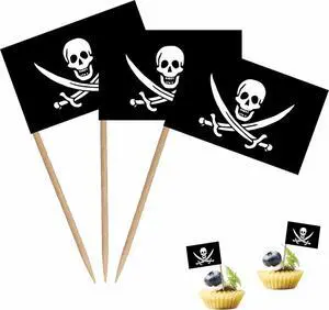Pirate Toothpicks Flag Jack Rackham Small Mini Cocktail Fruit Cupcakes Toppers Food Stick Flags Decorations, 100 Pack Pirate Toothpicks Flag Jack Rackham Small Mini Cocktail Fruit Cupcakes Toppers Food Stick Flags Decorations, 100 Pack