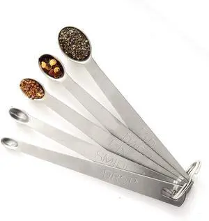 Brccee AC Measuring Spoons Set of 5, (tad, dash, pinch, smidgen and drop) Mini Stainless Steel Measuring Spoons Brccee AC Measuring Spoons Set of 5, (tad, dash, pinch, smidgen and drop) Mini Stainless Steel Measuring Spoons