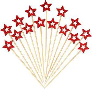 Minisland Big Red Star Cocktail Picks, 5.5 Inch Long Bamboo Fancy Toothpicks for Appetizers, Decorative Christmas New Year Holiday Party Food Drinks Garnish Fruit Skewer Sticks 50 Counts - MSL432 Minisland Big Red Star Cocktail Picks, 5.5 Inch Long Bamboo Fancy Toothpicks for Appetizers, Decorative Christmas New Year Holiday Party Food Drinks Garnish Fruit Skewer Sticks 50 Counts - MSL432