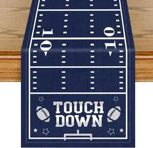 Cowboy Football Table Runner - Happy Birthday Party Decorations | Blue Sports Game Day Decor for American Rugby Fans Boys Men Touch Down Supplies for Kitchen Home Dining Room 13x72 In Cowboy Football Table Runner - Happy Birthday Party Decorations | Blue Sports Game Day Decor for American Rugby Fans Boys Men Touch Down Supplies for Kitchen Home Dining Room 13x72 In