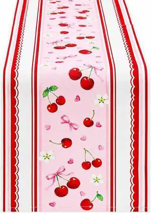 Letjolt Cherry Table Runner 72 Inches | Birthday Party Decorations, Home Dining Decor, Wedding Table Decor Letjolt Cherry Table Runner 72 Inches | Birthday Party Decorations, Home Dining Decor, Wedding Table Decor