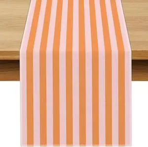 Italian Summer Cabana Stripe Table Runner Pool Themed Birthday Party Decoration Dining Room Home Kitchen Table Decor (Orange, 13" x 72") Italian Summer Cabana Stripe Table Runner Pool Themed Birthday Party Decoration Dining Room Home Kitchen Table Decor (Orange, 13" x 72")