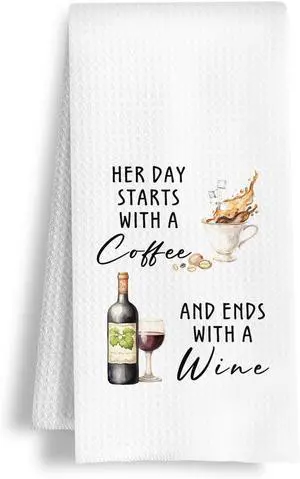 Wine Coffee Kitchen Towels, Wine Lover Gifts for Women Dish Tea Towels for Kitchen Bar Cart Decor, Coffee Lovers Drinkers Gifts Decorative Hand Towel, 16x24 Inch Wine Coffee Kitchen Towels, Wine Lover Gifts for Women Dish Tea Towels for Kitchen Bar Cart Decor, Coffee Lovers Drinkers Gifts Decorative Hand Towel, 16x24 Inch