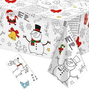 Labeol 1 Pack Christmas Tablecloth, 108"x 54" Christmas Coloring Tablecloth for Kids, Santa Claus Snowman Reindeer Maze Color-in Paper Table Cover for Winter Party Arts and Crafts Labeol 1 Pack Christmas Tablecloth, 108"x 54" Christmas Coloring Tablecloth for Kids, Santa Claus Snowman Reindeer Maze Color-in Paper Table Cover for Winter Party Arts and Crafts