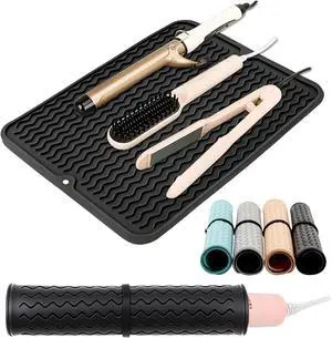 Oversize Silicone Heat Resistant Mat, Heat Mat with for Curling Iron, Travel Cover Cushion for Curling Irons, Hair Bands and Styling Tools(15.7" X 11.8") (Black) Oversize Silicone Heat Resistant Mat, Heat Mat with for Curling Iron, Travel Cover Cushion for Curling Irons, Hair Bands and Styling Tools(15.7" X 11.8") (Black)