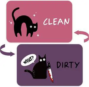 Funny Cat Cartoon Dishwasher Magnet Signs, Clean Dirty Indicator, Double Sided Reversible Strong Fridge Magnet for Kitchen, Cat Lovers Dishwasher Accessories, Pink Funny Cat Cartoon Dishwasher Magnet Signs, Clean Dirty Indicator, Double Sided Reversible Strong Fridge Magnet for Kitchen, Cat Lovers Dishwasher Accessories, Pink