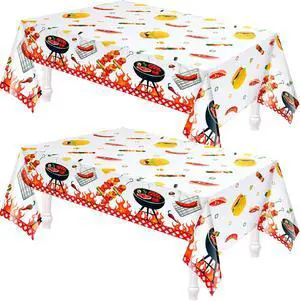 BBQ Party Decoration Hot Dog Picnic Picnic Tablecloth 86 x 51 Inches, 2 Pcs | Stain Resistant, Easy to Clean, for Baby Q Baby Shower, Birthday, Carnival, Family Outdoor Barbecue Party Supplies BBQ Party Decoration Hot Dog Picnic Picnic Tablecloth 86 x 51 Inches, 2 Pcs | Stain Resistant, Easy to Clean, for Baby Q Baby Shower, Birthday, Carnival, Family Outdoor Barbecue Party Supplies