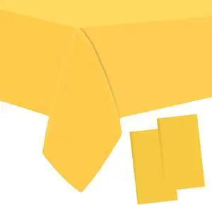 2 Packaging Yellow Plastic Tablecloth, 54 inch x108 inch Rectangular Disposable Party Table Cover, Suitable for Birthday, Graduation, Restaurant, Wedding Decoration Tablecloth 2 Packaging Yellow Plastic Tablecloth, 54 inch x108 inch Rectangular Disposable Party Table Cover, Suitable for Birthday, Graduation, Restaurant, Wedding Decoration Tablecloth