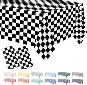 Kopokita 2 Pack Black and White Checkered Tablecloth Disposable | 54 x 108 Inches Checkered Flag Tablecloth, Plastic Rectangle Tablecovers for Race Car Birthday Party Supplies Kopokita 2 Pack Black and White Checkered Tablecloth Disposable | 54 x 108 Inches Checkered Flag Tablecloth, Plastic Rectangle Tablecovers for Race Car Birthday Party Supplies