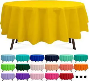 Yellow 3 Pack Round Plastic Tablecloth 84 Inches Premium Sunny Yellow Decorative Table Cover for Baby Shower, Birthday, Wedding, Indoor and Outdoor use Yellow 3 Pack Round Plastic Tablecloth 84 Inches Premium Sunny Yellow Decorative Table Cover for Baby Shower, Birthday, Wedding, Indoor and Outdoor use