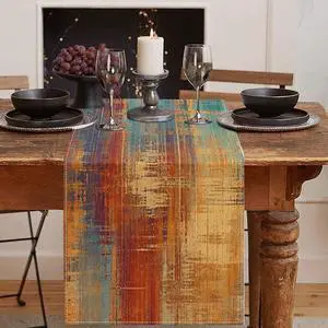 Emvency Table Runner, 13x60 Inch, Abstract Vintage Blue | Rust Painting Dining Decor for Kitchen Coffee Table Family Dinners Holiday Parties Wedding Events Decor Emvency Table Runner, 13x60 Inch, Abstract Vintage Blue | Rust Painting Dining Decor for Kitchen Coffee Table Family Dinners Holiday Parties Wedding Events Decor