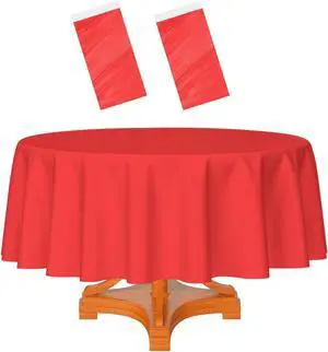 HEIPINIUYE 2 Pack Red Tablecloth Round 84 Inch Round Plastic Table Cloth Waterproof Disposable Round Table Cover for Party Birthday Camping Picnic Baby Shower Circle Tablecloth HEIPINIUYE 2 Pack Red Tablecloth Round 84 Inch Round Plastic Table Cloth Waterproof Disposable Round Table Cover for Party Birthday Camping Picnic Baby Shower Circle Tablecloth