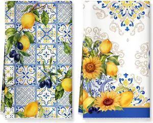 Summer Lemon Kitchen Towels, Thick Cotton Blend, Set of 2 | 16.5 x 27.5 in / 42 x 70 cm, Absorbent Dish Cloth Country Hand Towel for Spring Summer, Kitchen Decor, Housewarming Gift Summer Lemon Kitchen Towels, Thick Cotton Blend, Set of 2 | 16.5 x 27.5 in / 42 x 70 cm, Absorbent Dish Cloth Country Hand Towel for Spring Summer, Kitchen Decor, Housewarming Gift
