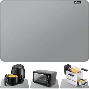 FLASLD Heat Resistant Mat for Air Fryer Site on, Fireproof Silicone Mats for Kitchen Counter, Countertop Protector, No-slip and Waterproof (Gray, 12"X18") FLASLD Heat Resistant Mat for Air Fryer Site on, Fireproof Silicone Mats for Kitchen Counter, Countertop Protector, No-slip and Waterproof (Gray, 12"X18")