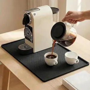 Coffee Mat Non-Slip Waterproof Silicone Bar Mat for Espresso Machine and Coffee Maker Leak-Proof Dish Drying Mats for Kitchen Counter, 11"X15", Black Coffee Mat Non-Slip Waterproof Silicone Bar Mat for Espresso Machine and Coffee Maker Leak-Proof Dish Drying Mats for Kitchen Counter, 11"X15", Black
