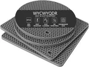Silicone Trivet Mats, 4 Pack Trivets for Hot Dishes and Pans, Heat Resistant Non-Slip Trivet for Kitchen Countertop, Easy to Clean(Gray) Silicone Trivet Mats, 4 Pack Trivets for Hot Dishes and Pans, Heat Resistant Non-Slip Trivet for Kitchen Countertop, Easy to Clean(Gray)