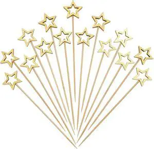 Minisland Big Gold Star Cocktail Picks, 5.5 Inch Long Bamboo Fancy Toothpicks for Appetizers, Decorative Christmas New Year Holiday Party Food Drinks Garnish Fruit Skewer Sticks 50 Counts - MSL430 Minisland Big Gold Star Cocktail Picks, 5.5 Inch Long Bamboo Fancy Toothpicks for Appetizers, Decorative Christmas New Year Holiday Party Food Drinks Garnish Fruit Skewer Sticks 50 Counts - MSL430