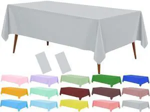 Grey Disposable Plastic Tablecloth, 2 Pack 54"x 108" Rectangle Table Covers for Parties, Events, Weddings, Indoors and Outdoors Grey Disposable Plastic Tablecloth, 2 Pack 54"x 108" Rectangle Table Covers for Parties, Events, Weddings, Indoors and Outdoors